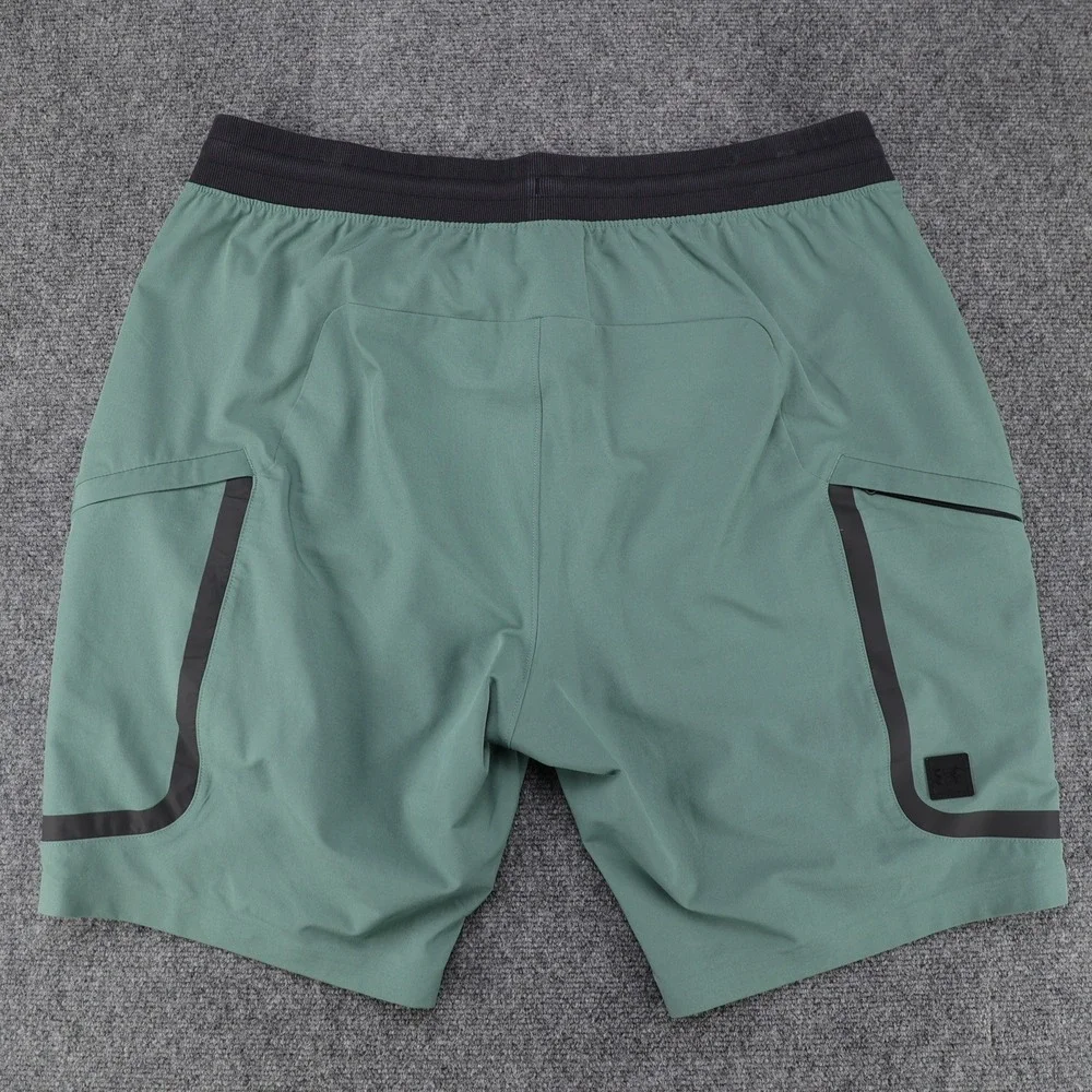 Under Armour Mens XXL Sage Green Cargo Athletic Shorts Fitted Stretch RN 96510